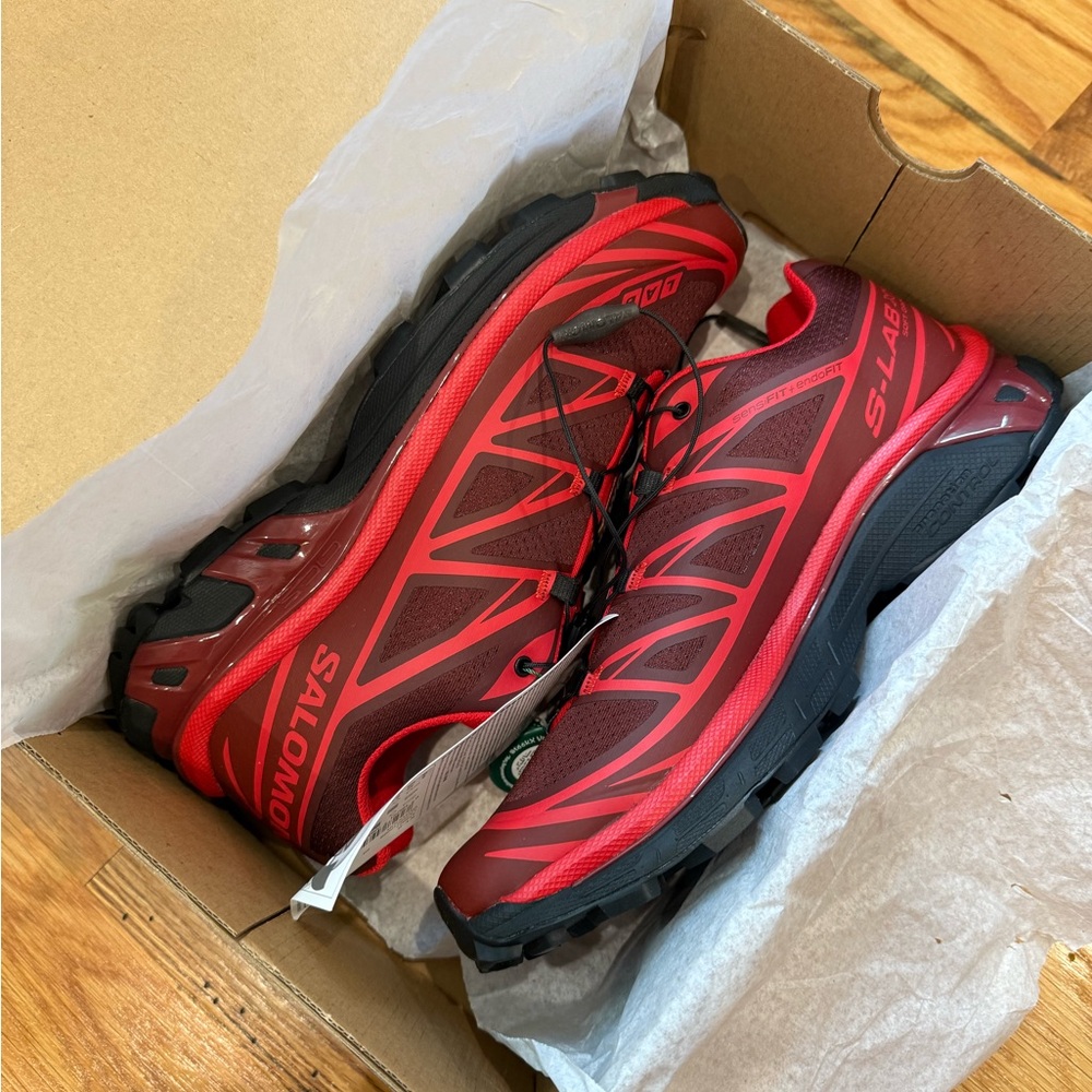 Salomon Red and Black Athletic Shoes Sleek Design